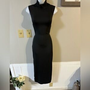 SHEIN Black Sleeveless Turtleneck Midi Dress
